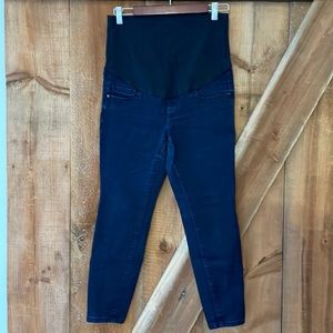 THYME dark denim maternity capris size M
